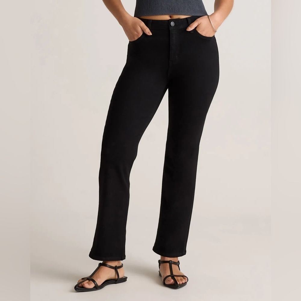 Quince Stretch High Rise Kick Flare Jeans in Black 27 26”